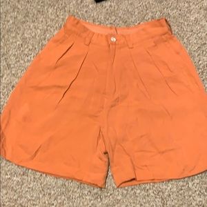 High waisted Orange silk shorts by Tommy Bahama